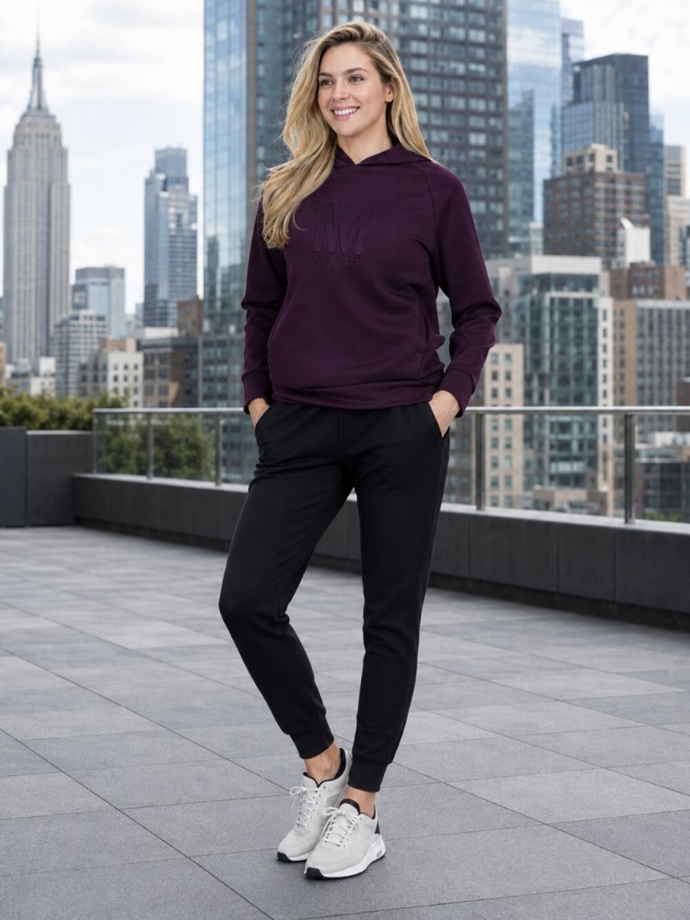 Nicole Miller Sport Plum Hooded Perfomance Hoodie Medium